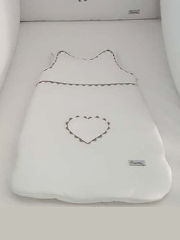 Transat bébé Déhoussable Coton Cœur Blanc Emma - Maison Nougatine