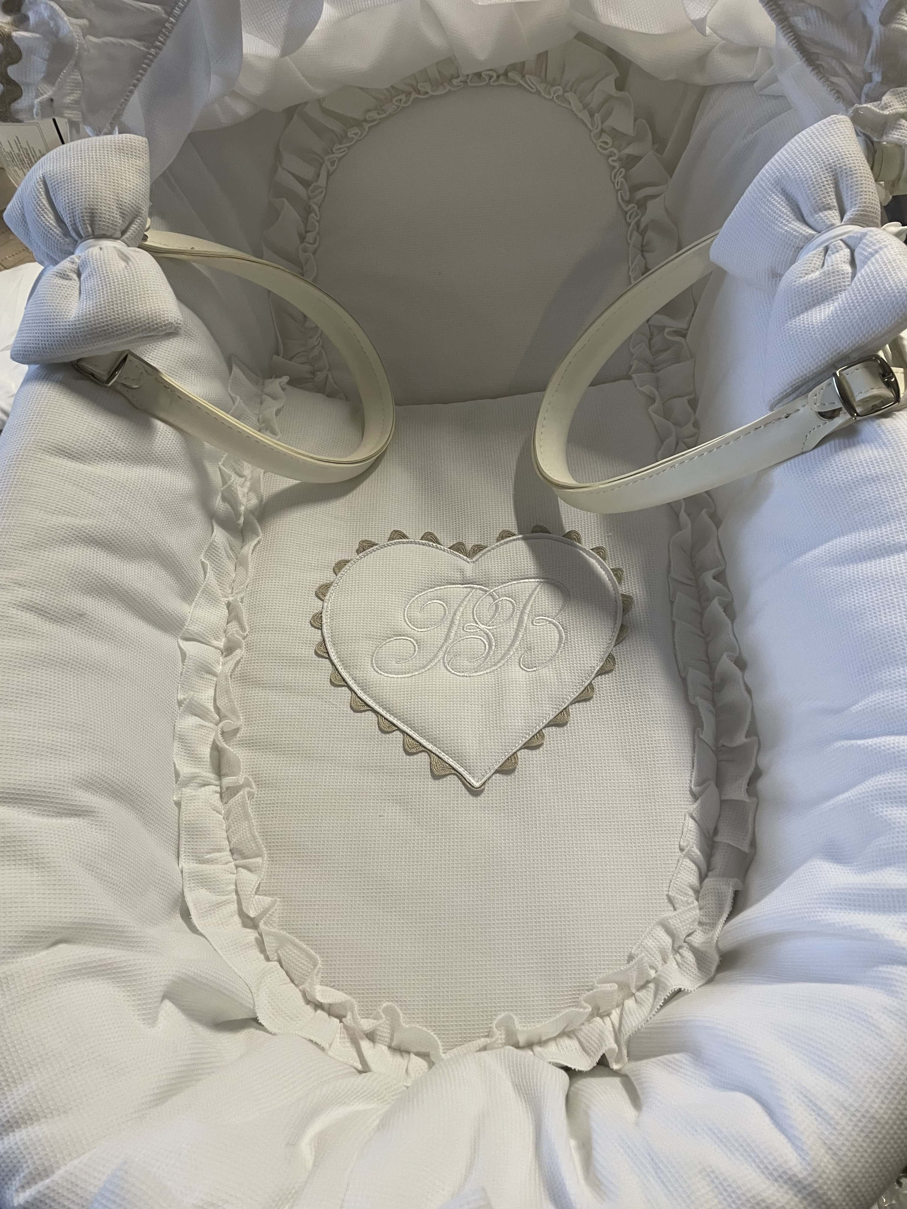 Couffin bébé habillage coton BIO 'Eglantine' écru Made in France