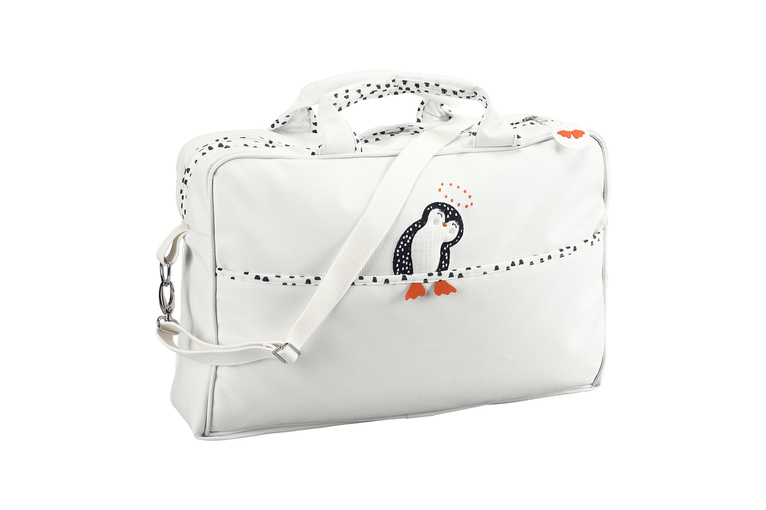 Sac à Langer Plastifié Blanc Pingouin - Maison Nougatine